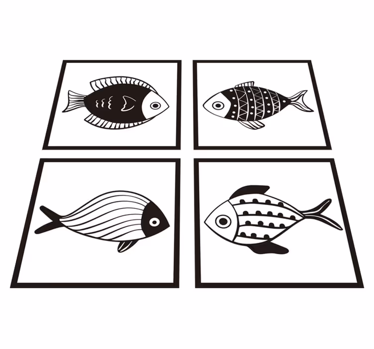 Vinil podovi za kupatilo s prekrasnim uzorkom riba - TenStickers