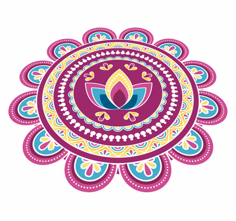 Vinil podovi cvijeće i biljke Šarena lotus mandala - TenStickers