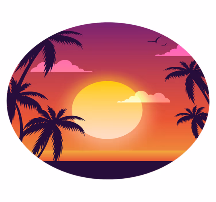 Vinil podovi priroda zalazak sunca 70-ih - TenStickers