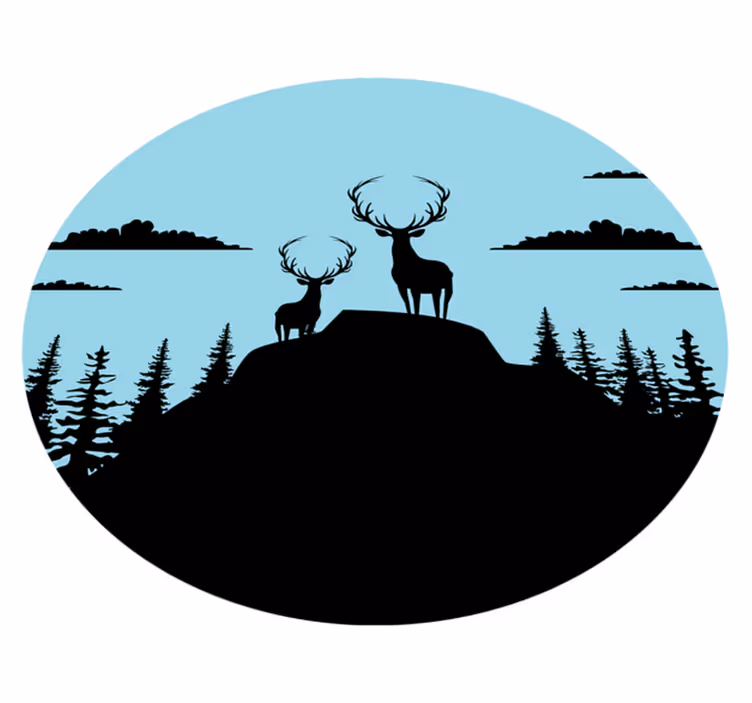 Vinil podovi priroda planina s jelencima - TenStickers