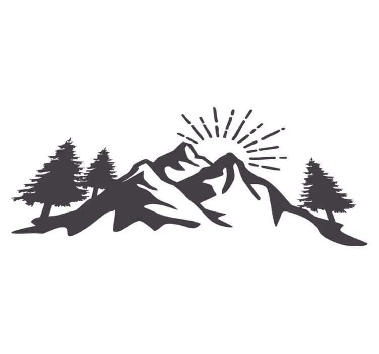 Vinil podovi priroda silueta sunca i planina - TenStickers