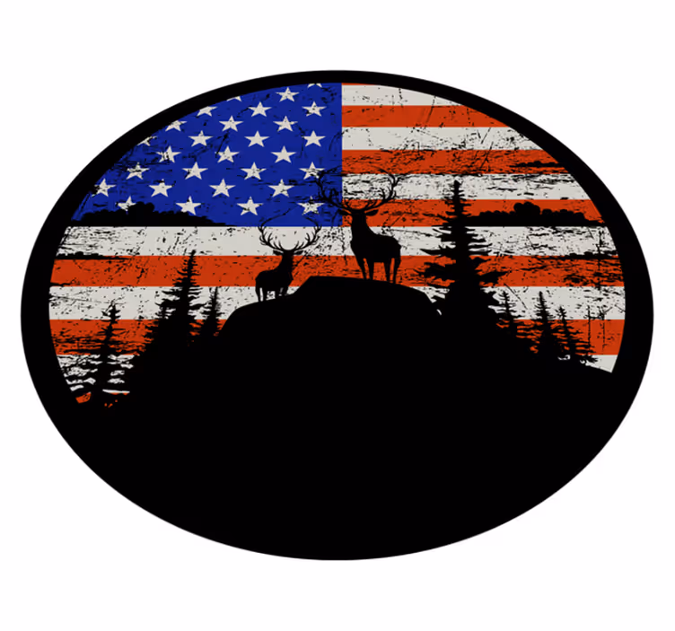 Vinil podovi priroda s siluetom planine američke zastave - TenStickers