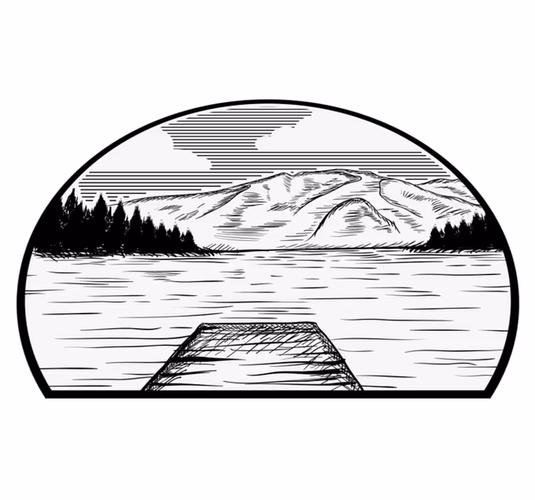 Vinil podovi priroda jezero borova u kamp-prikolici - TenStickers