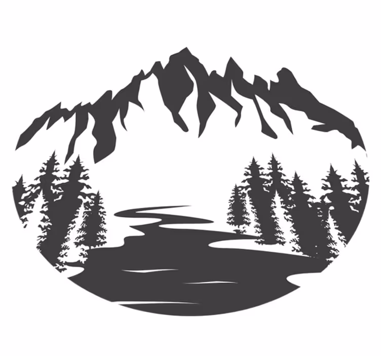 Vinil podovi priroda silueta planinskog pejzaža - TenStickers