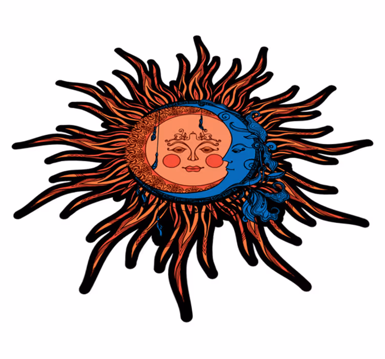 Vinil podovi priroda nebesko sunce i mjesec - TenStickers