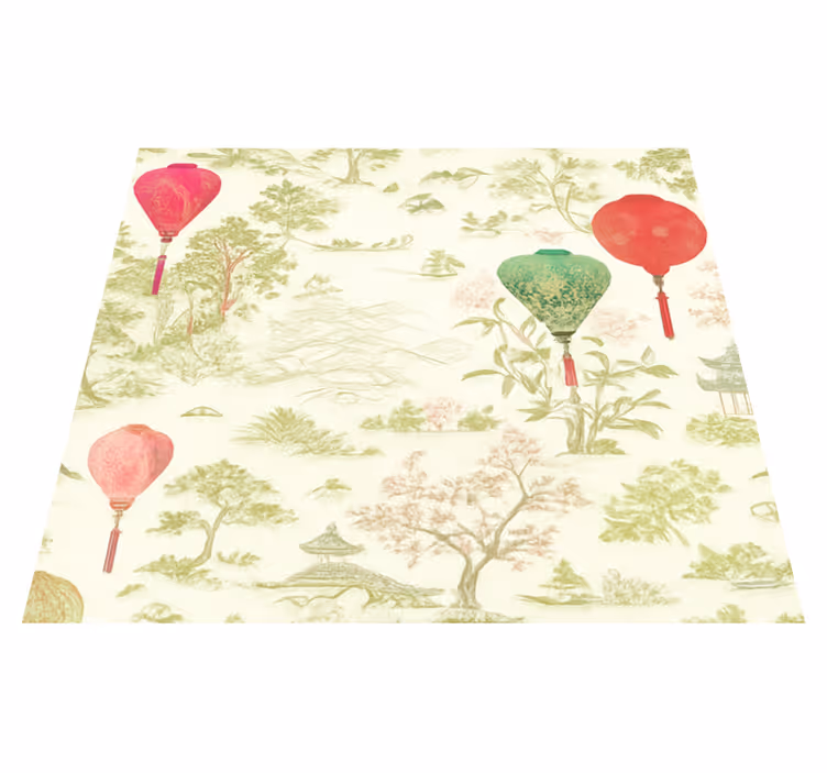 Vinil podovi spavaća soba orientalna chinoiserie pejzaž - TenStickers