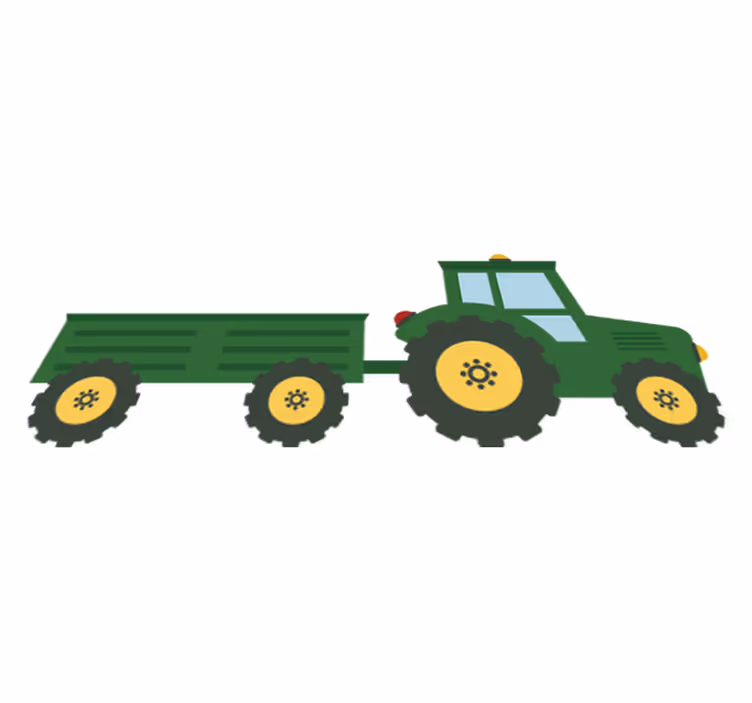 Vinil podovi djeca zeleni traktor i vagon - TenStickers