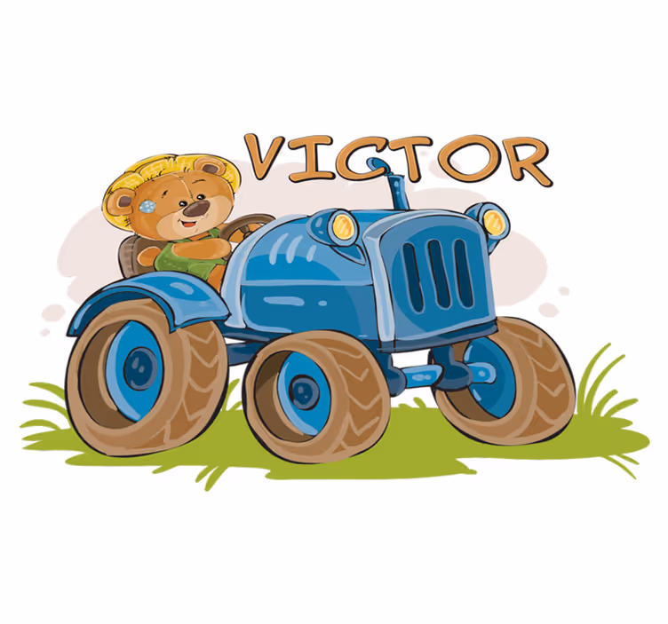 Vinil podovi djeca personalizirani traktor - TenStickers