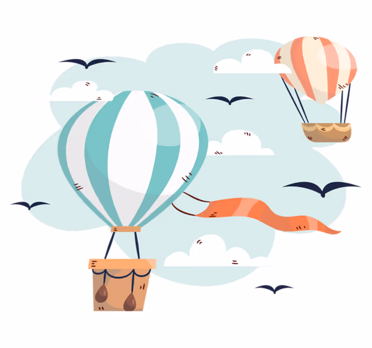 Vinil podovi djeca s balonima i oblacima - TenStickers