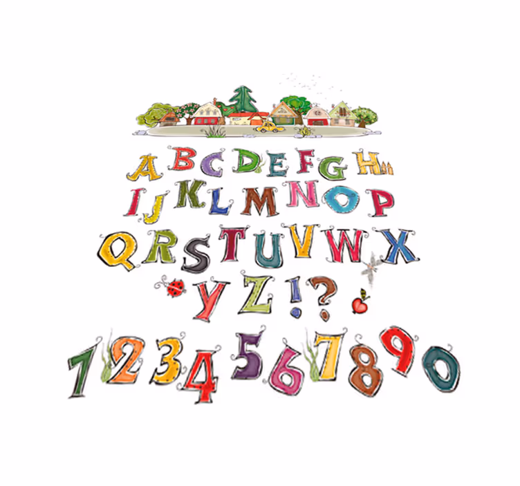 Vinil podovi djeca šareni abeceda i brojevi - TenStickers
