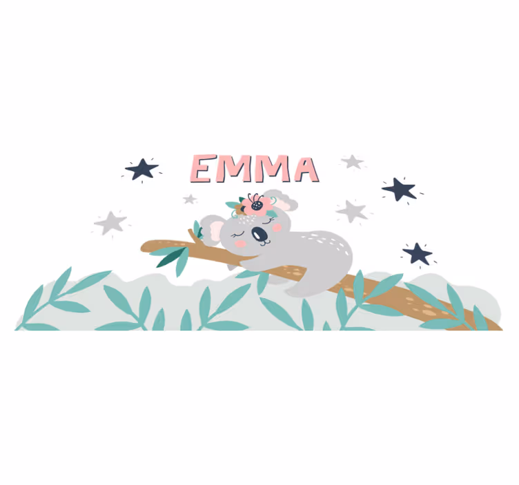 Vinil podovi djeca slatka koala za djevojčicu s imenom - TenStickers