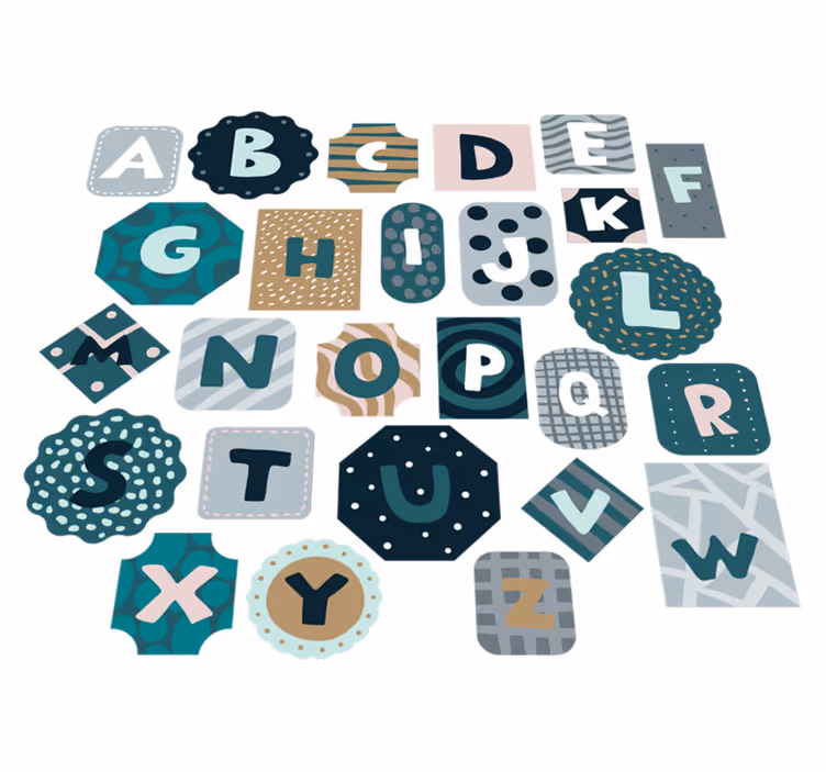 Vinil podovi djeca s naljepnicama abecede nordijskog stila - TenStickers