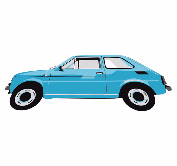 Vinil podovi djeca plavi vintage auto - TenStickers