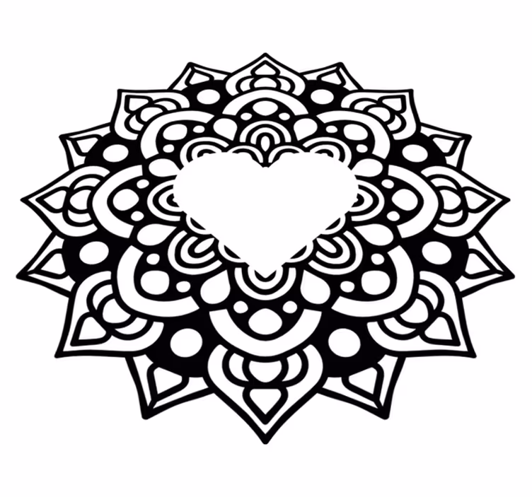 Vinil podovi spavaća soba mandala u okviru srca - TenStickers