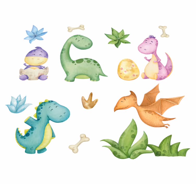 Vinil podovi spavaća soba s nordijskim dinosaurima - TenStickers
