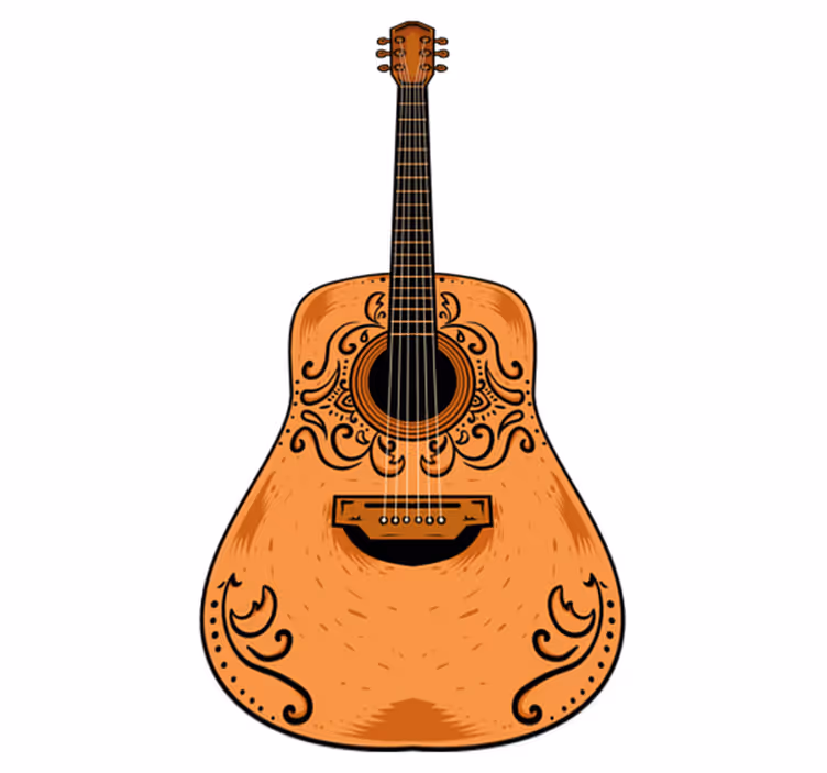 Vinil podovi spavaća soba narančasta gitara - TenStickers