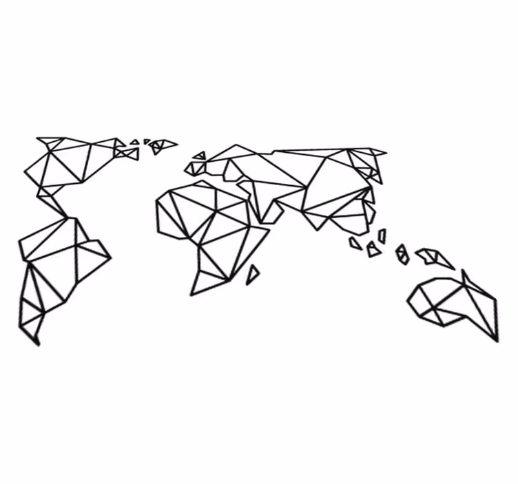 Vinil podovi karta svijeta origami dekoracija - TenStickers
