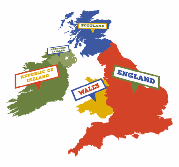 Vinil podovi karta svijeta Šarena velika britanija - TenStickers