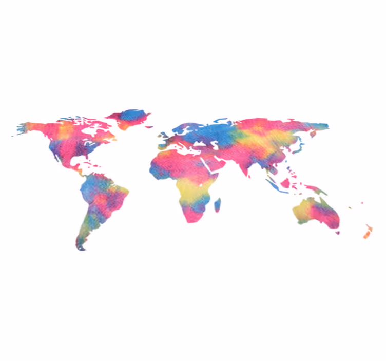 Vinil podovi karta svijeta u tie dye dizajnu - TenStickers