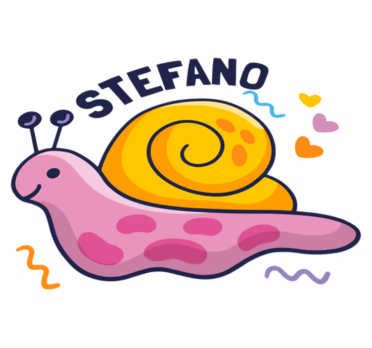 Vinil podovi djeca šareni puž s imenom - TenStickers