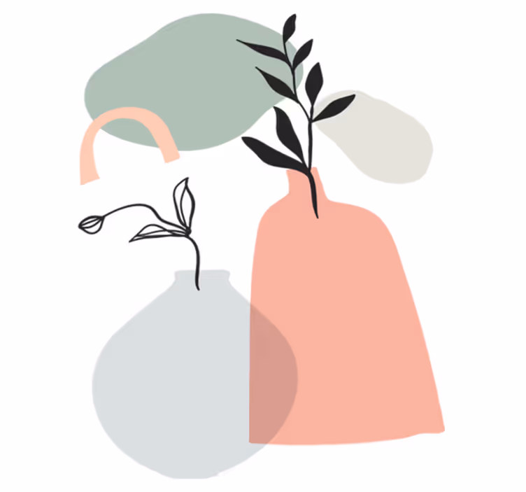 Vinil pod u kuhinji s minimalističkim obojenim listovima - TenStickers
