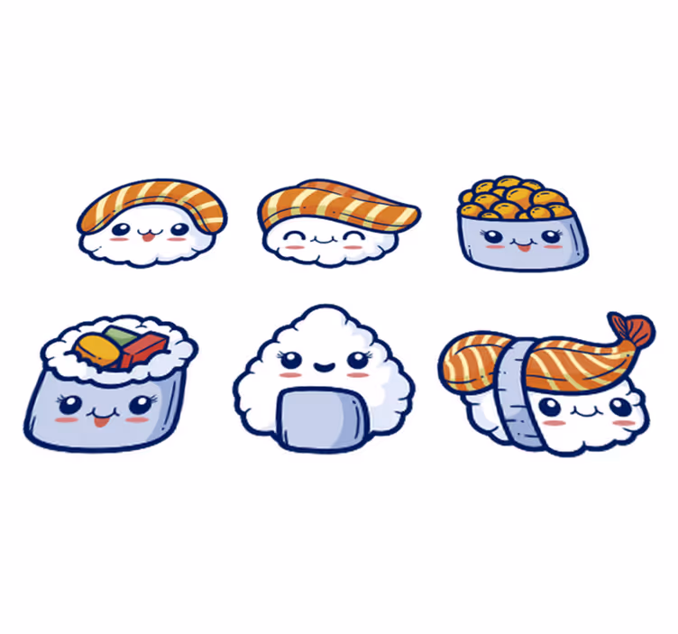 Vinil pod u kuhinji s simpatičnim sushijem - TenStickers