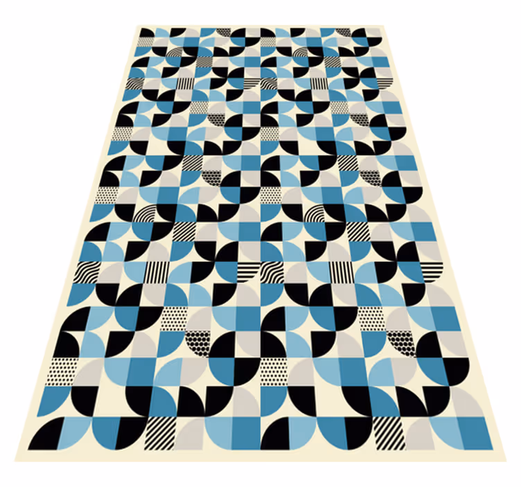 Vinil pod u kuhinji s retro plavim bauhaus uzorkom - TenStickers