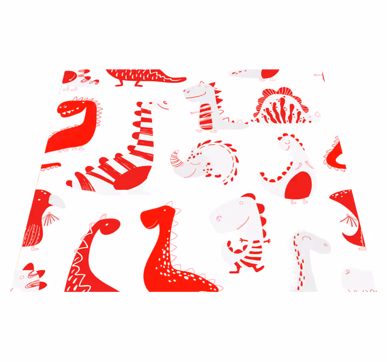 Vinil podovi spavaća soba s crvenim dinosaurima - TenStickers