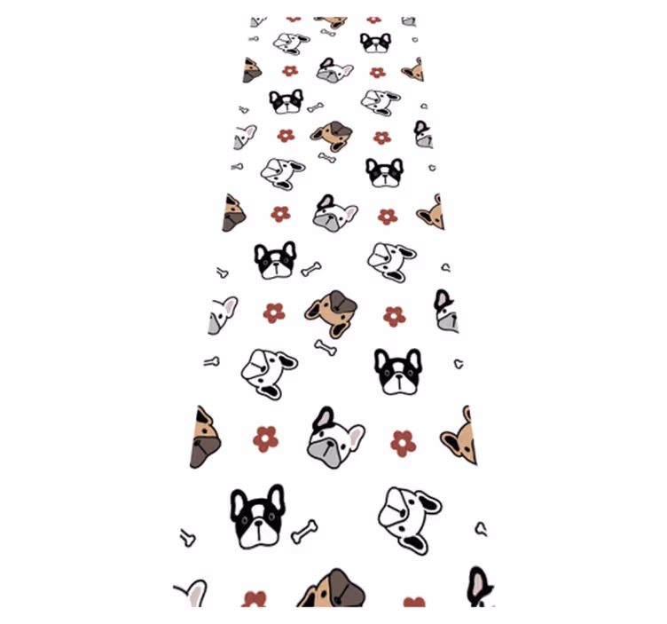 Vinil podovi spavaća soba cvijeće i francuski buldoge - TenStickers