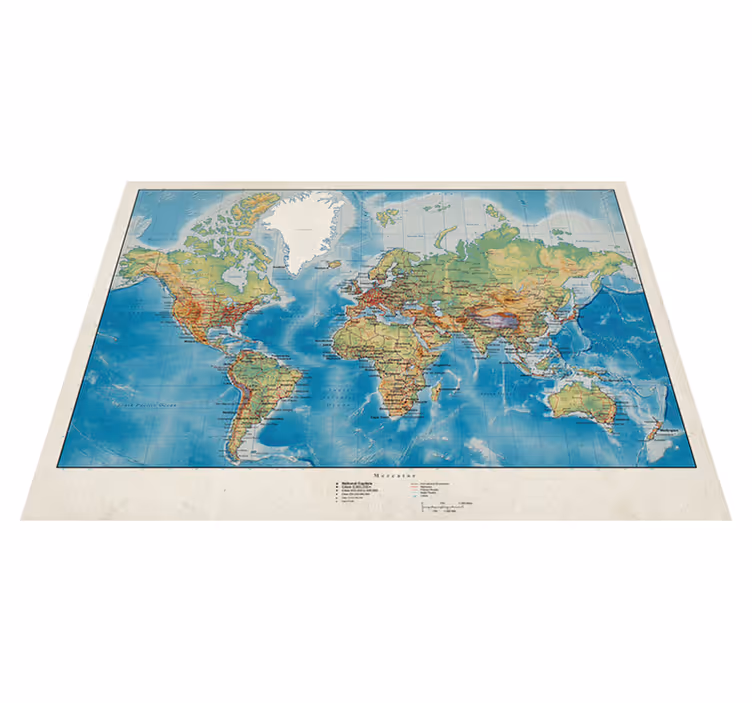 Vinil podovi karta svijeta mercator - TenStickers
