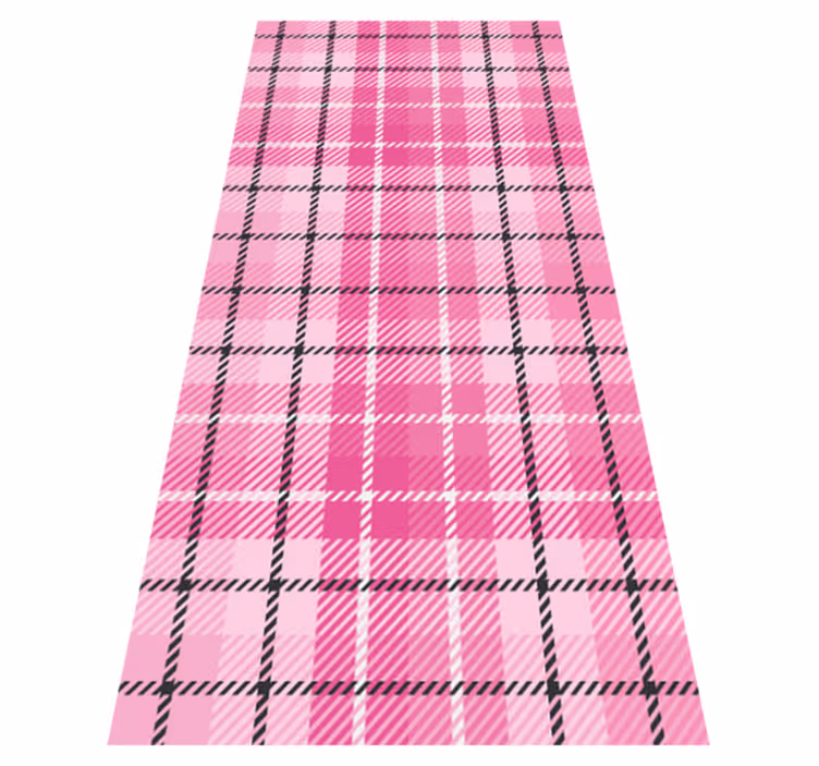 Vinil podovi berba ružičasti i crni tartan - TenStickers