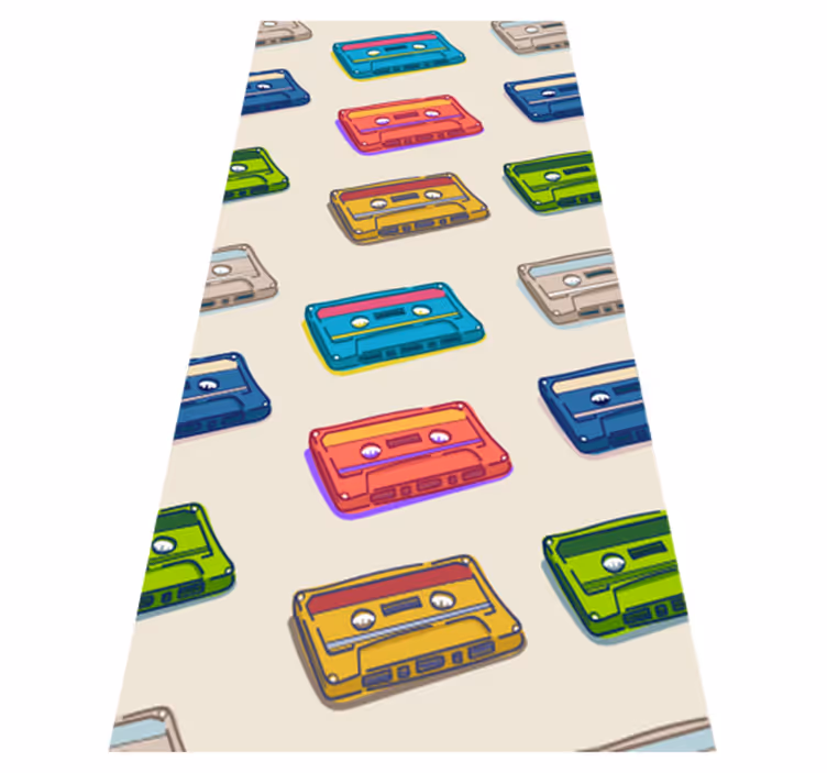 Vinil podovi berba s uzorkom retro kasetnog traka - TenStickers
