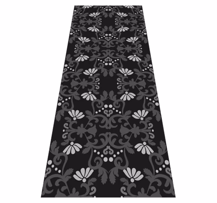Vinil podovi berba u crnom klasičnom damask stilu - TenStickers