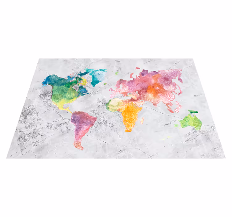 Vinil podovi karta svijeta izgled kamena, šarena mapa - TenStickers
