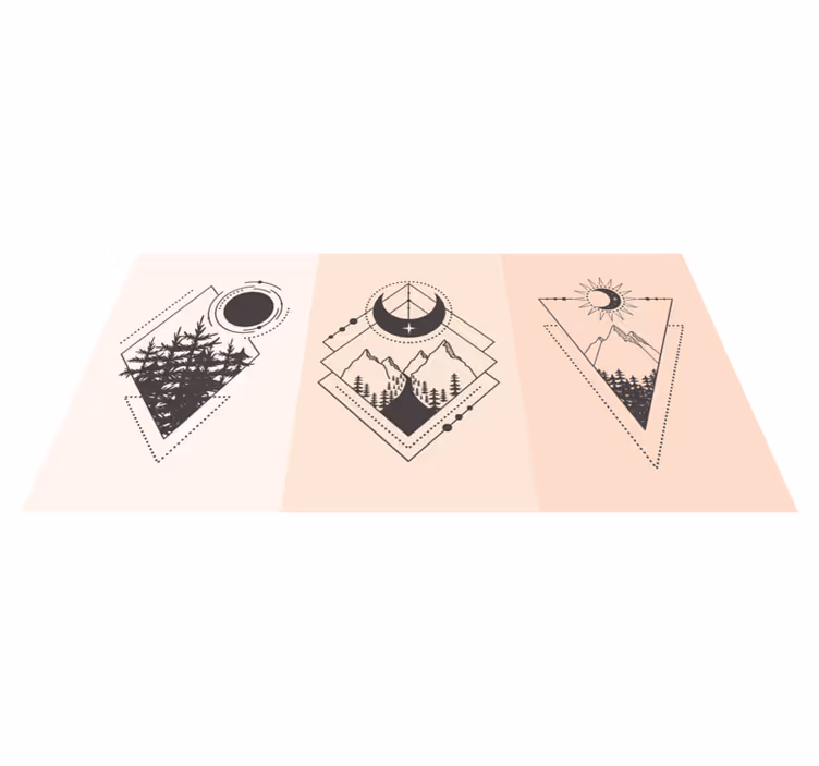Vinil podovi geometrijski drvo i mjesec - TenStickers
