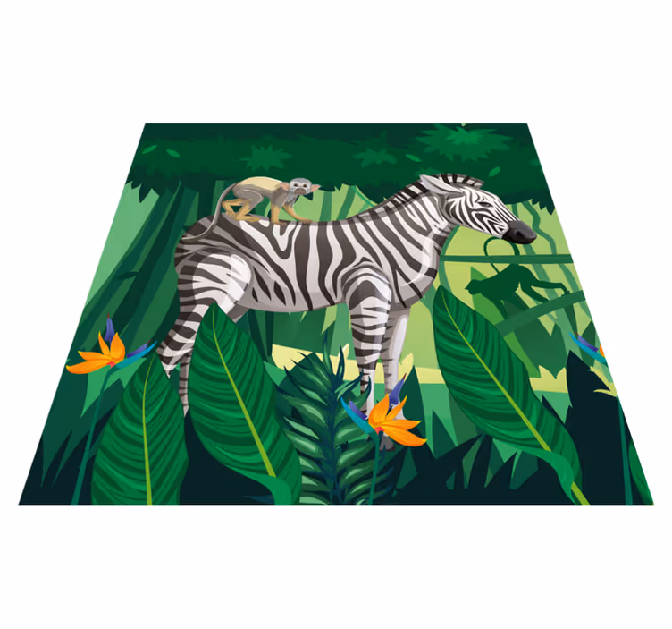 Vinil podovi djeca giraffa zebra i majmun zajedno 4 - TenStickers