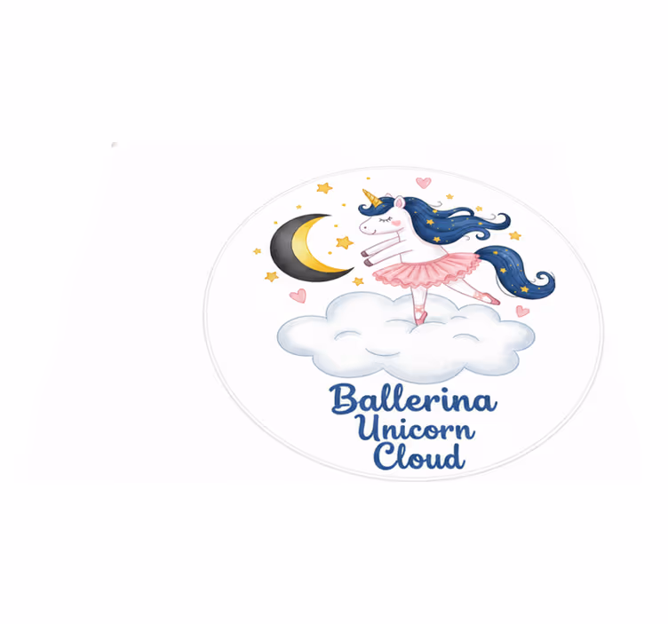 Vinil podovi djeca balerina jednorog na oblaku - TenStickers