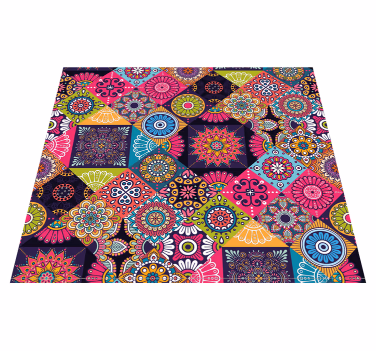 Vinil podovi dnevna soba tamni mandala pločice - TenStickers
