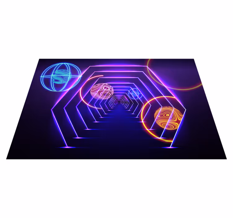Vinil podovi purpurna boja neon heksagonalni tunel - TenStickers