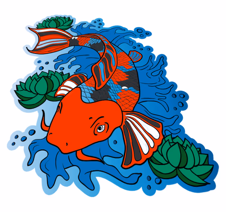 Vinil podovi životinja ilustracija šarenih Koi riba - TenStickers