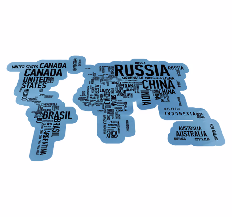 Vinil podovi karta svijeta geografska kontura - TenStickers