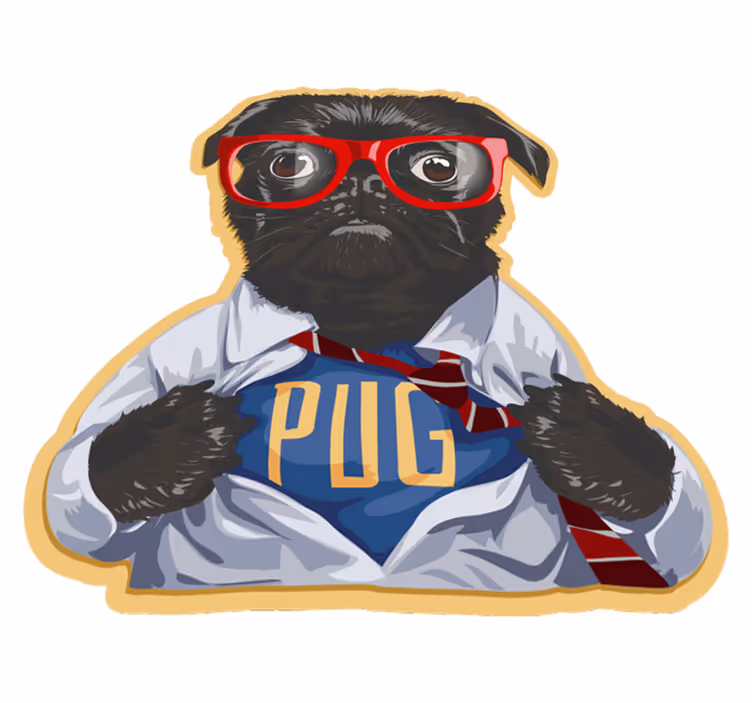 Vinil podovi životinja elegantna ilustracija mopsa - TenStickers
