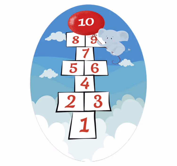 Vinil podovi djeca hopscotch balon slon - TenStickers