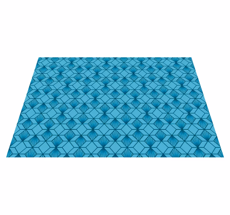 Plava kocka geometrijska vinilna prostirka - TenStickers