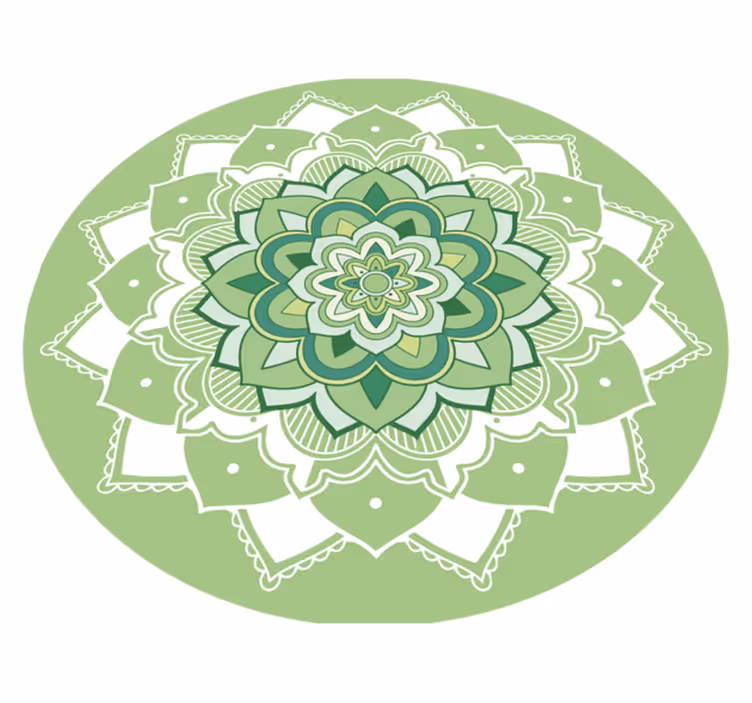 Zelena cvjetna mandala vinilne prostirke - TenStickers