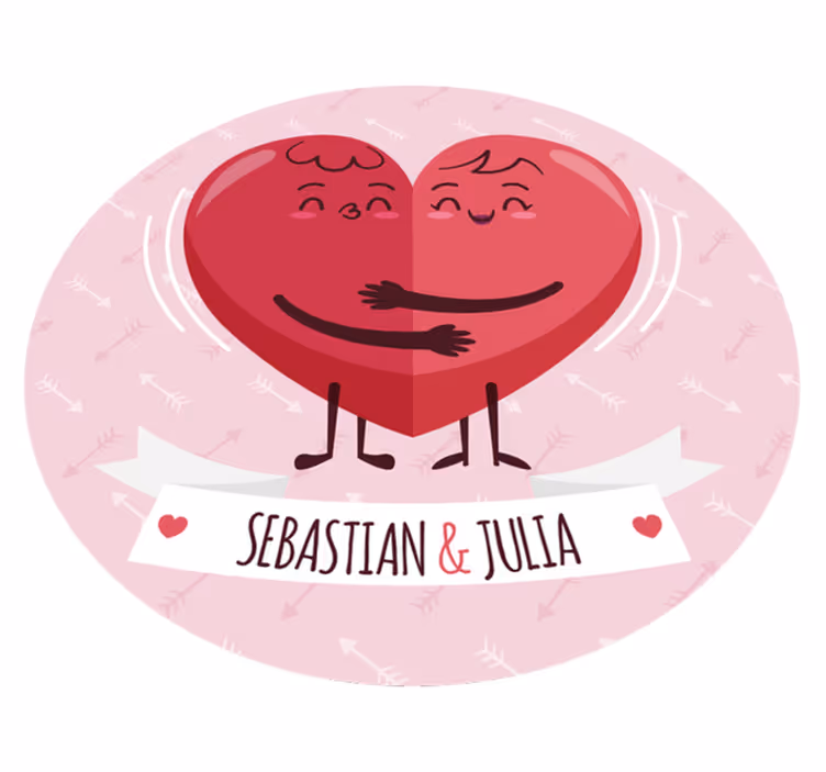 Vinil podovi s imenima personalizirana ilustracija srca - TenStickers