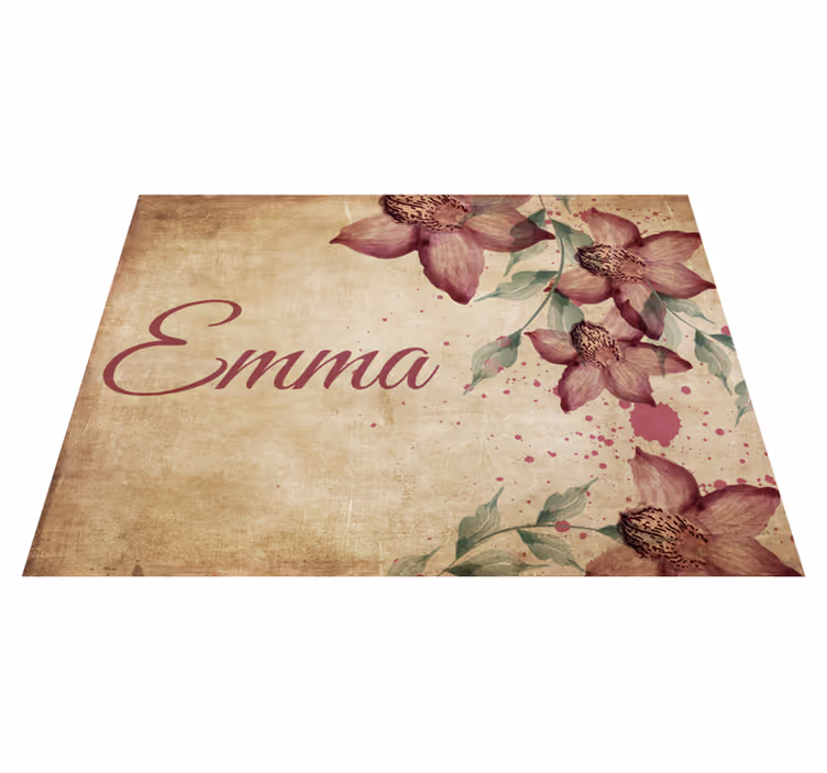 Vintage florid orhideja vinilni tepih s imenom - TenStickers