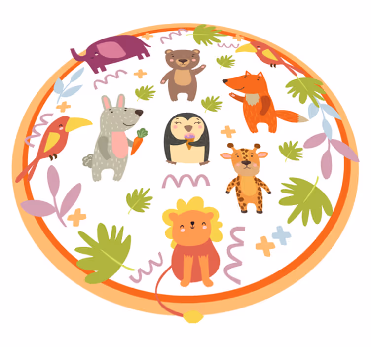 Vinil podovi djeca kružni safari u džungli - TenStickers