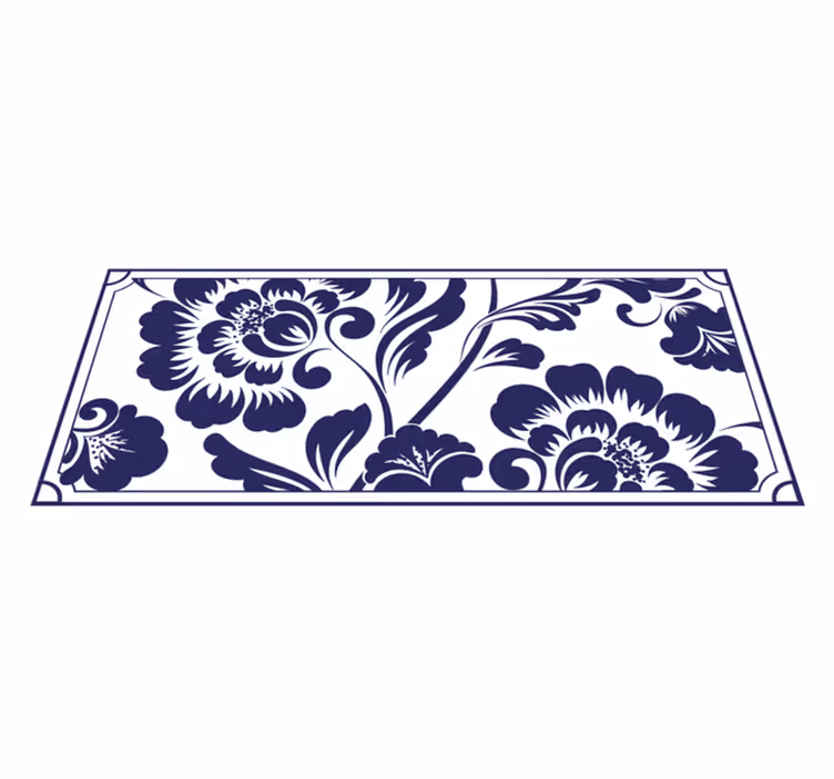 Crno-bijele rozete vintage tepih - TenStickers