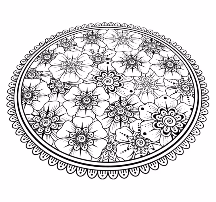 Krug crni tepih pločica mandala - TenStickers